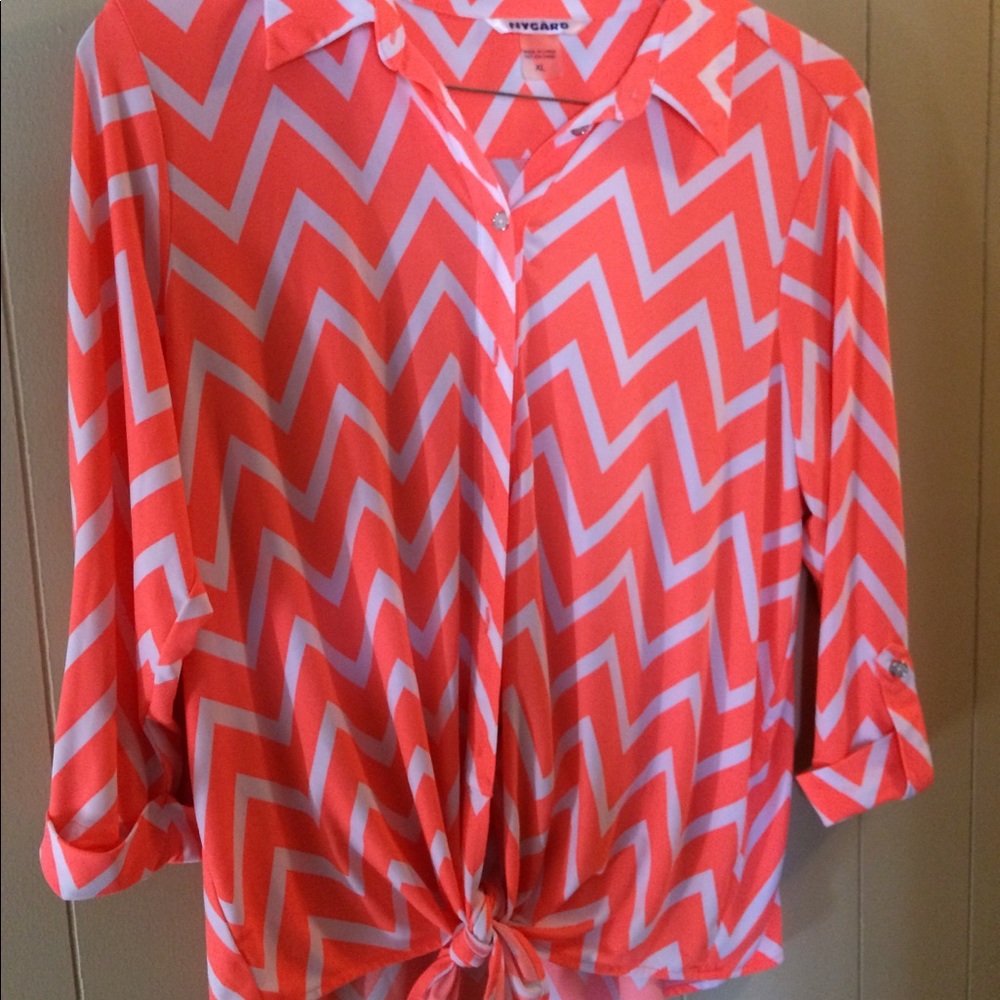 Neon orange Zigzag button down